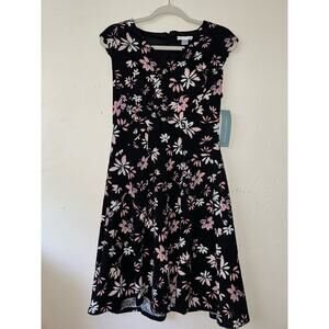 London Times Business Professional Office Floral  Sleeveless Fit & Flare Dress